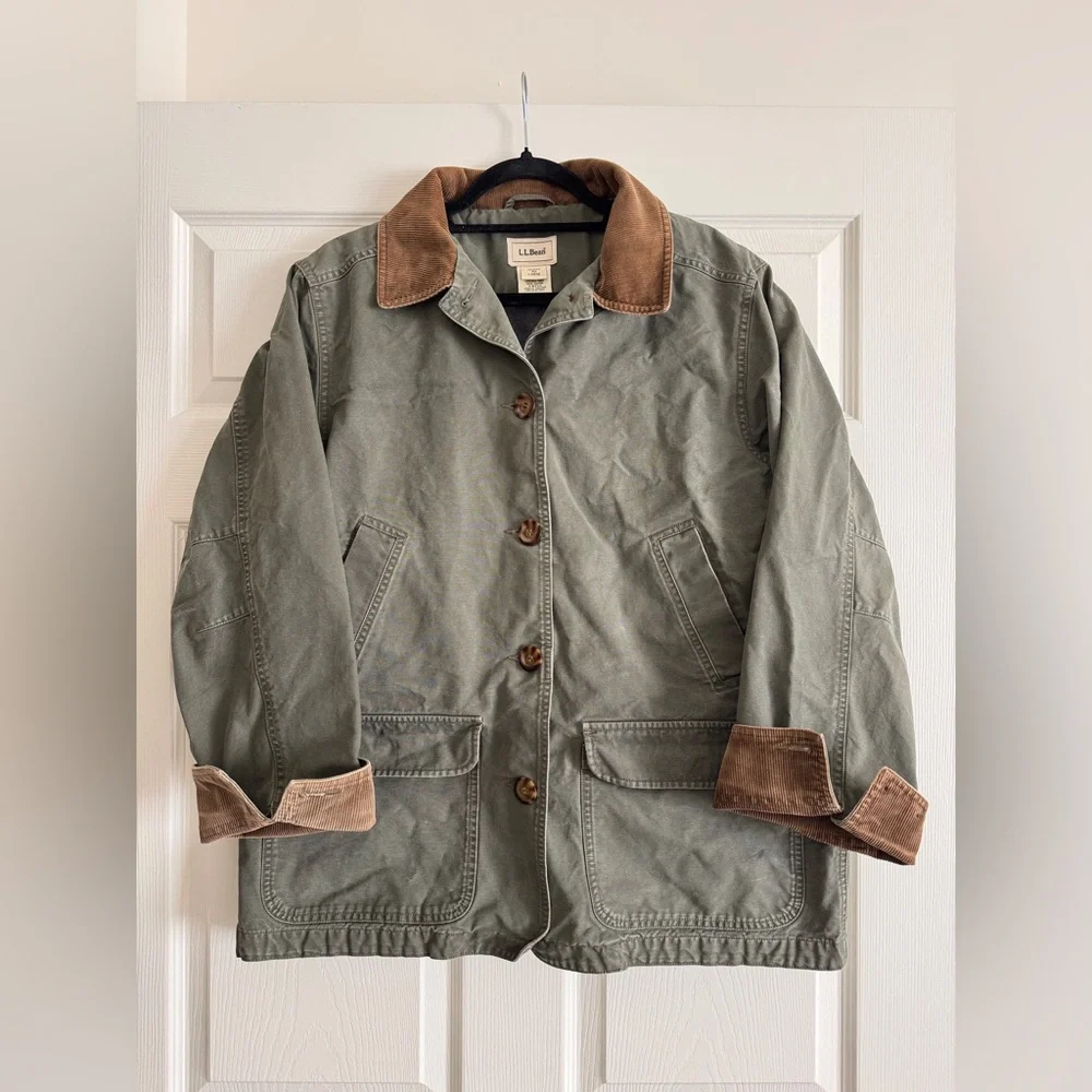 L.L. Bean Canvas Barn Jacket | Corduroy Collar | Women’s Large - Picture 1 of 10